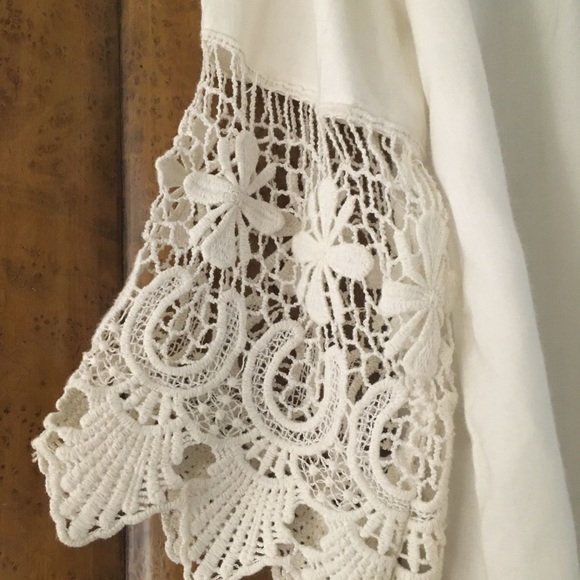 American Rag White Blouse with Lace Sleeves - Picture 3 of 6